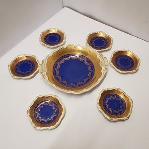 Antique kronach kunst 7 piece dish set Nut set